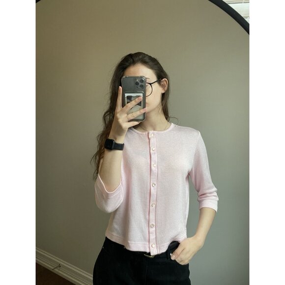 Blair Cropped Pink Cardigan Medium - Picture 10 of 10